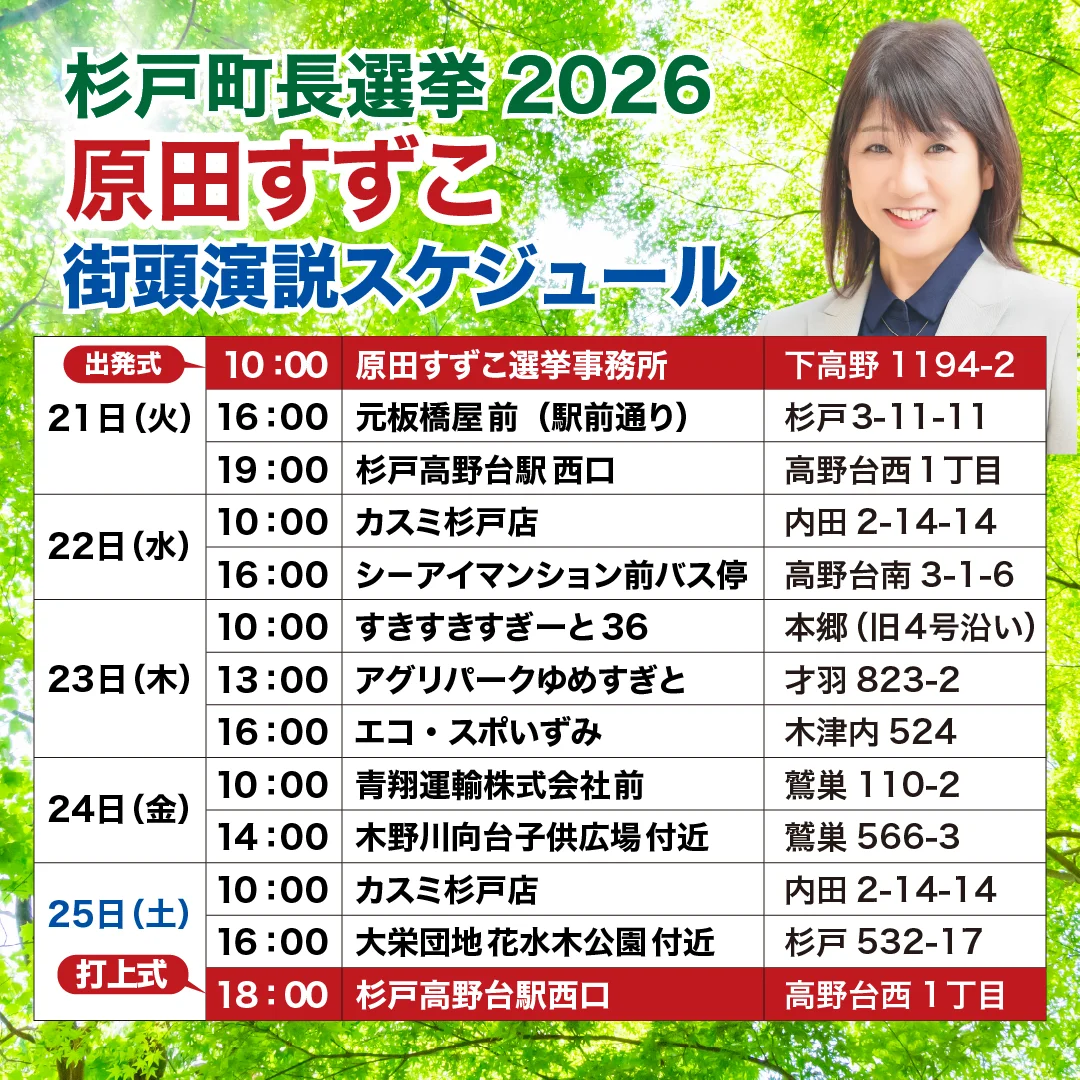 原田すずこ街頭演説スケジュールマップ